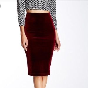 NWOT American Apparel Velvet Red Pencil Skirt